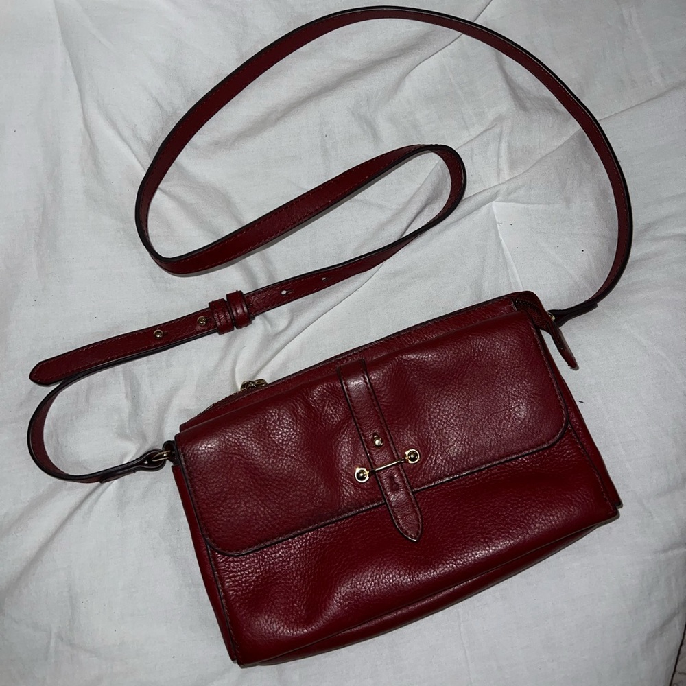 Genuine Leather Red Vince Camuto Crossbody Bag